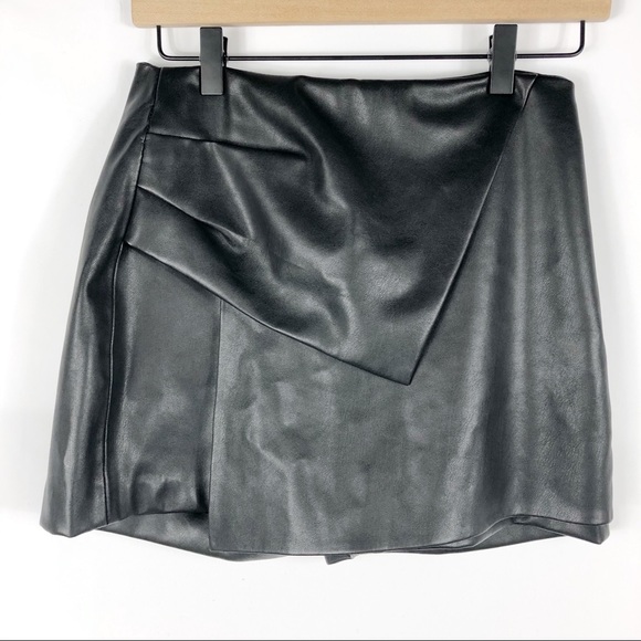 Zara Pants - Zara Asymmetric Faux Leather Skort Faux Wrap